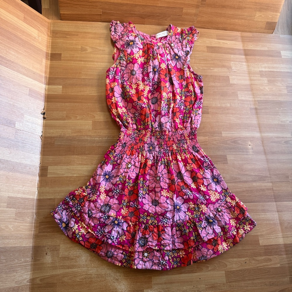 Ramy Brook Charlene Flutter-Sleeve Mini Dress in a pink retro floral size 9/10